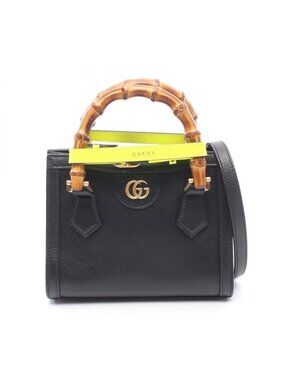 Gucci Handbag Diana Mini GG Marmont 2-Way Black Brown Leather Small Tote